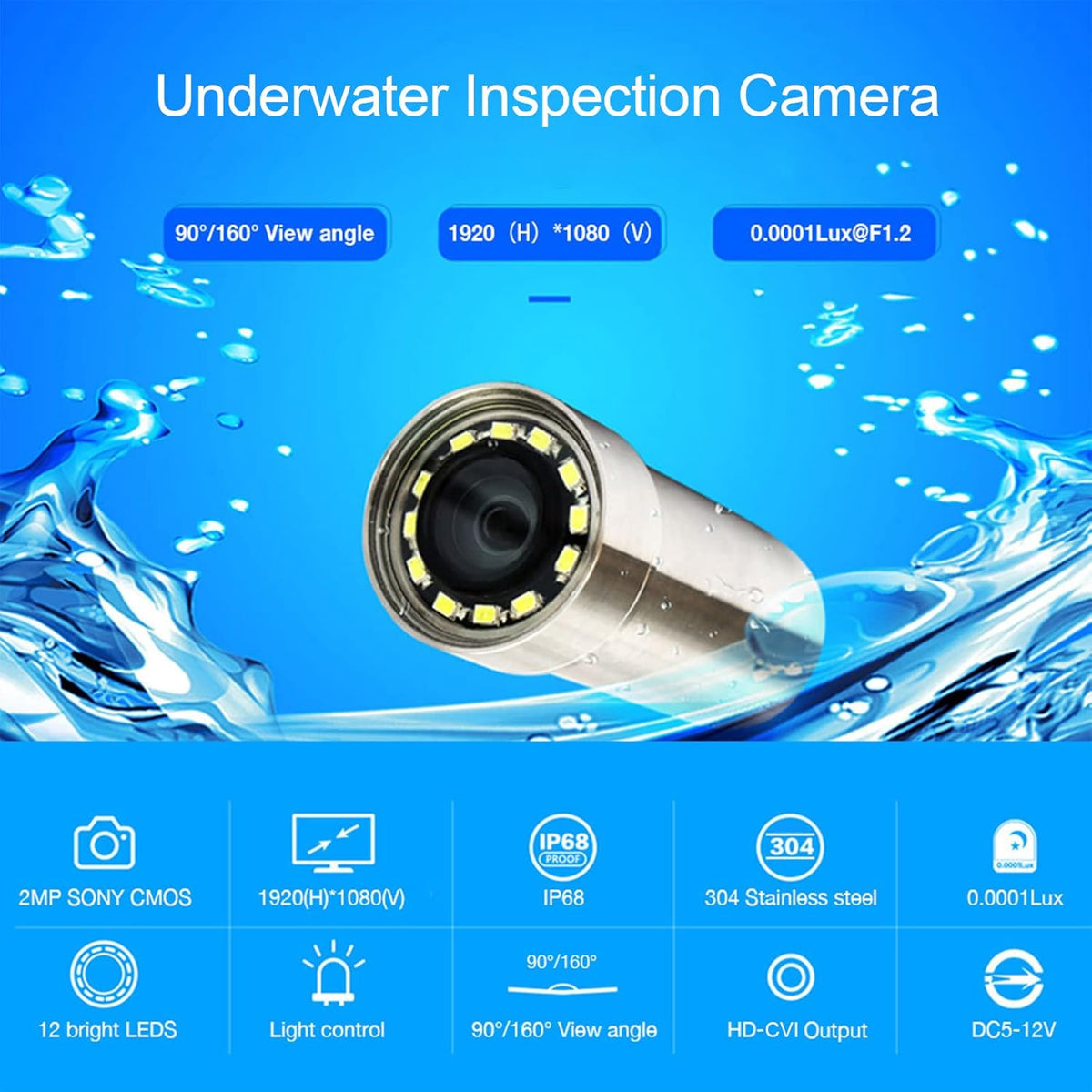 Modular Underwater Camera Kit with Compact Size, 1 Main Unit and 2 Sensor Units T413