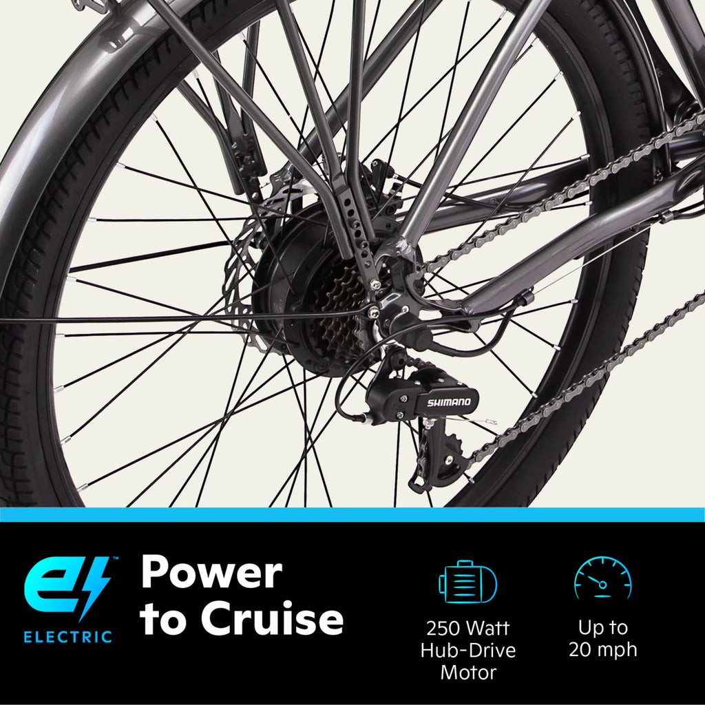 26 Low Step Cruiser Electric Bike 7 Speeds 250w Black N4584
