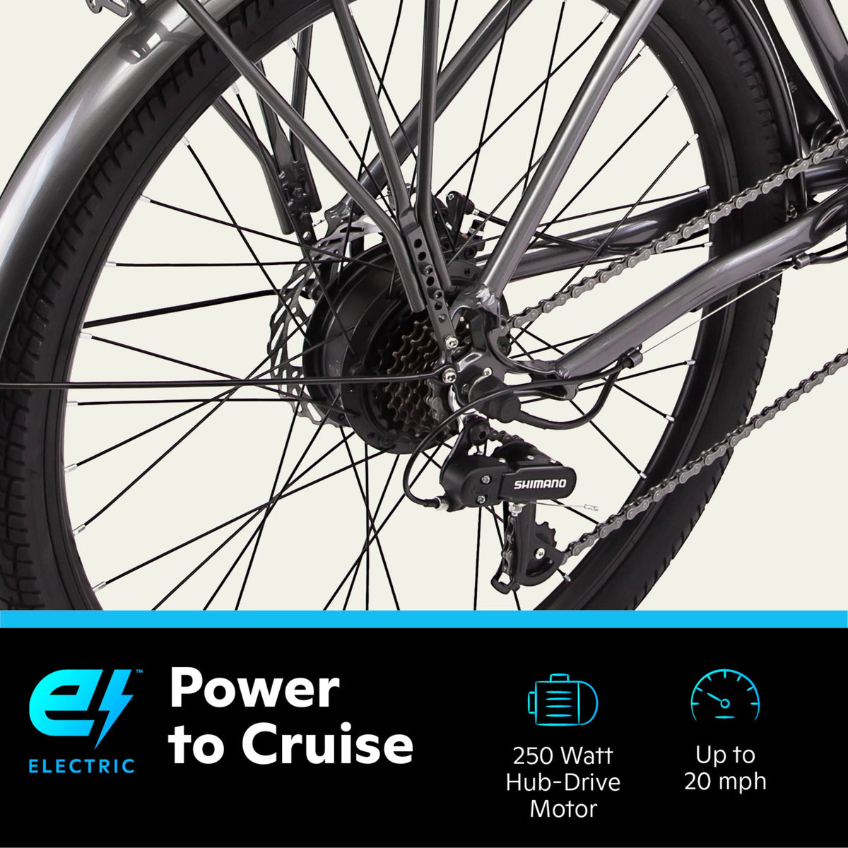 26 Low Step Cruiser Electric Bike 7 Speeds 250w Black N4584