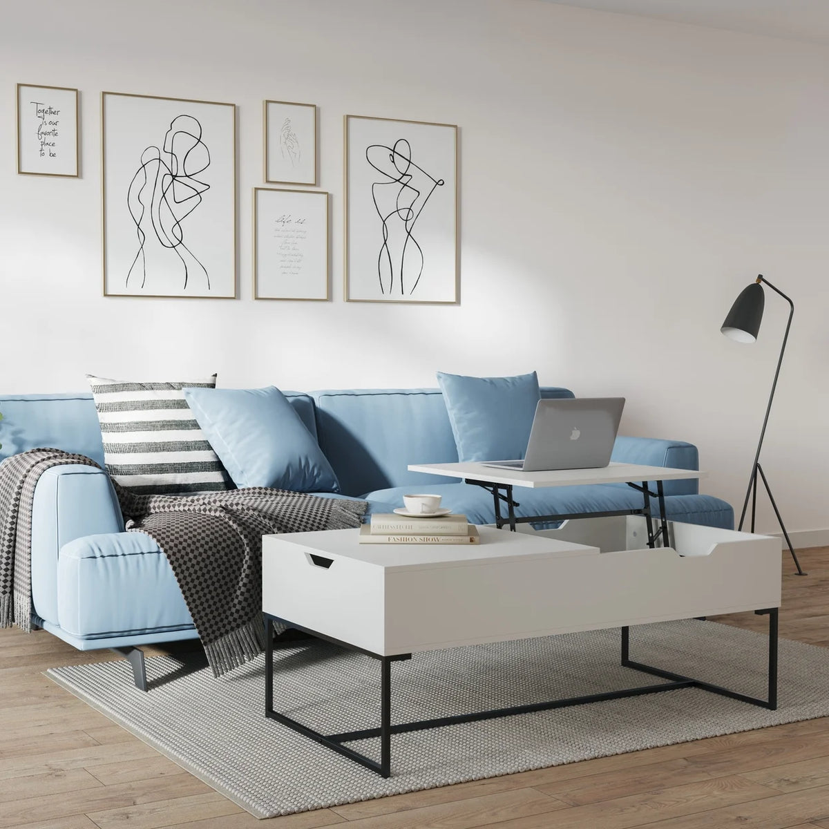 White Half Lift Top Coffee Table L460155