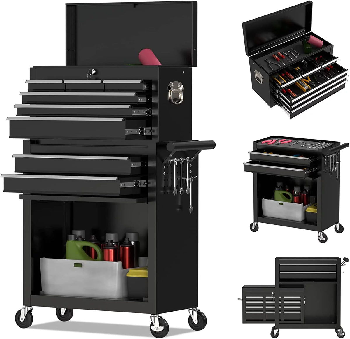8 Drawer Rolling Tool Chest with Lockable Drawers I769