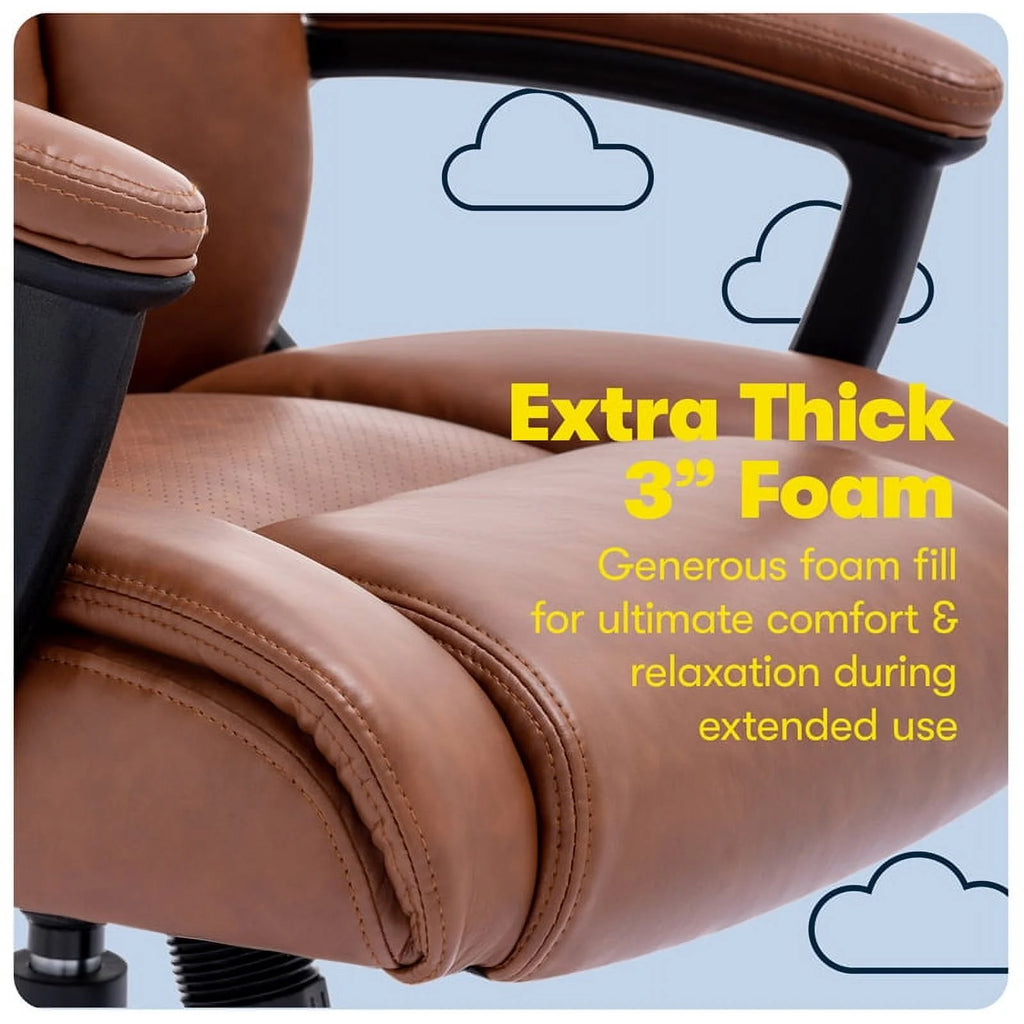 Executive Office Chair Cognac Bonded Leather A120