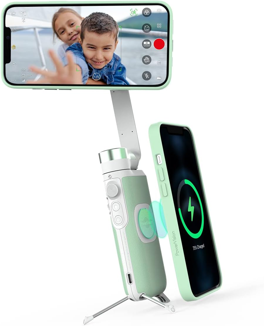 Black 3-Axis Smartphone Gimbal with Tripod and Powerbank D1941