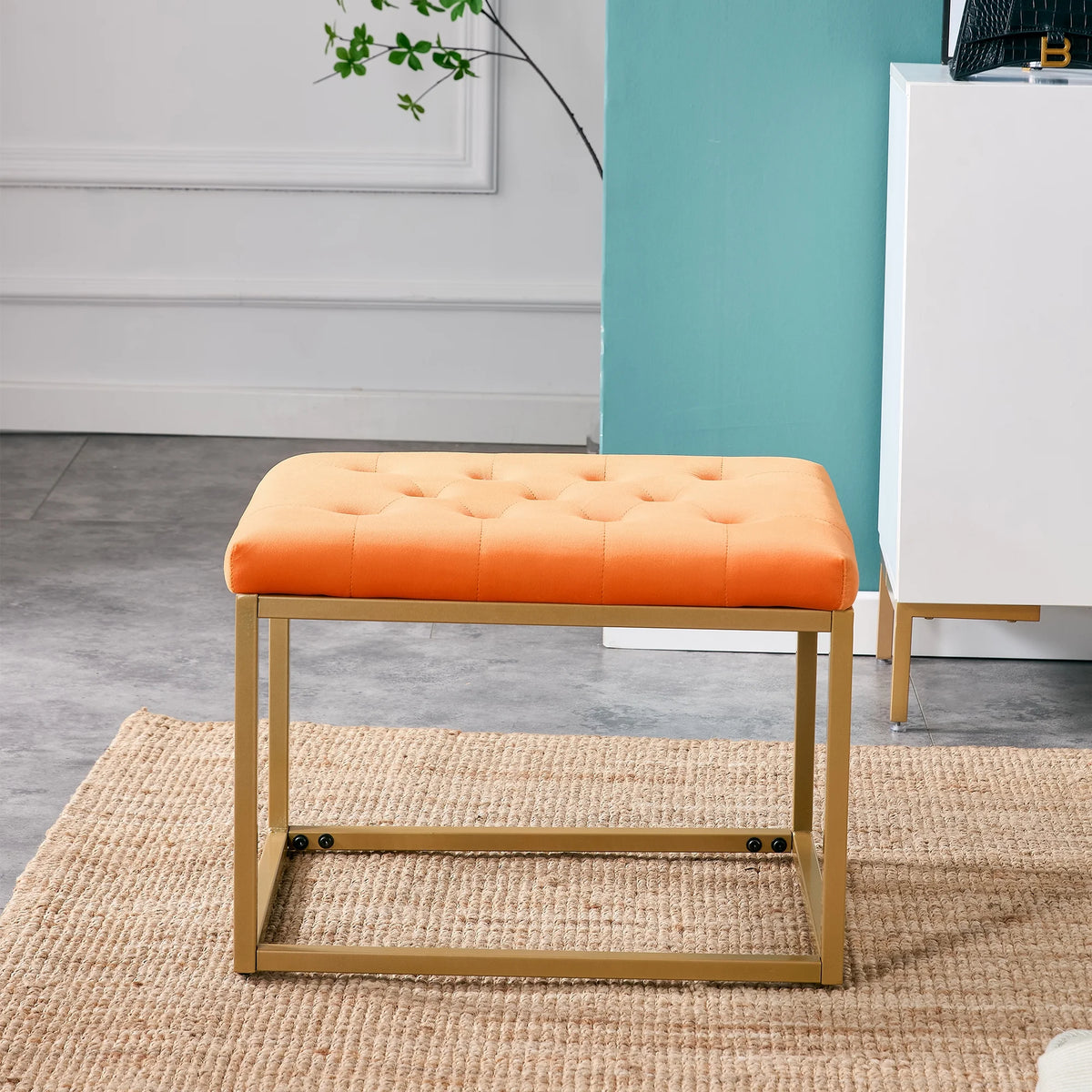 Orange Velvet Shoe Changing Stool Z5759