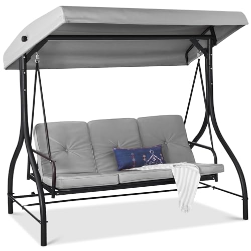 3-Seat Outdoor Canopy Swing Glider with Removable Cushions U5440