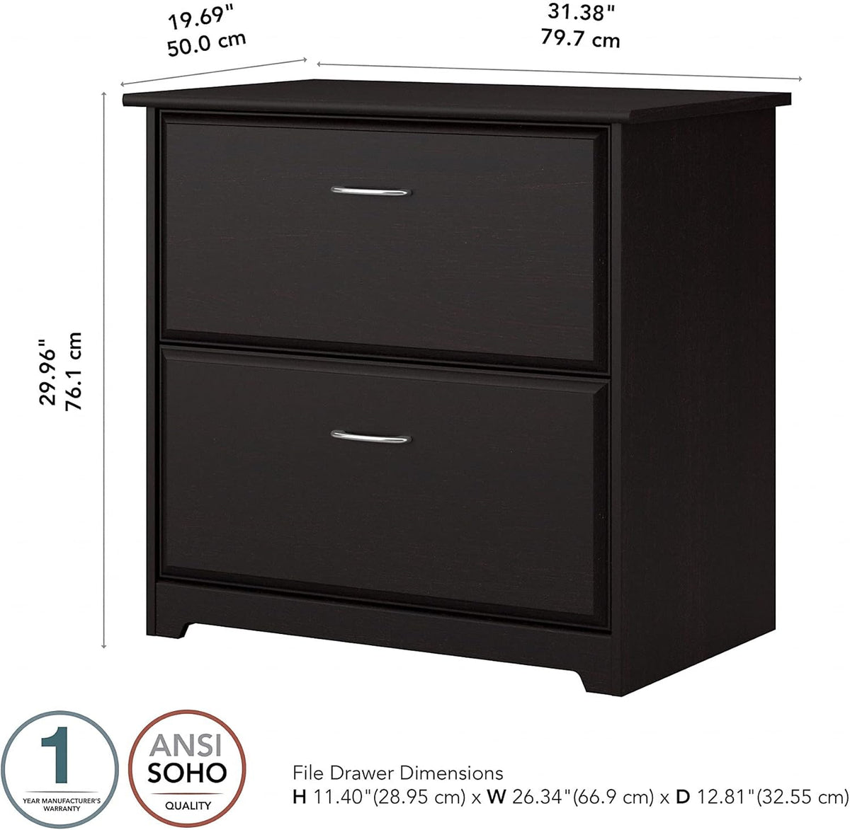 Espresso Oak 2 Drawer Lateral File Cabinet A78048