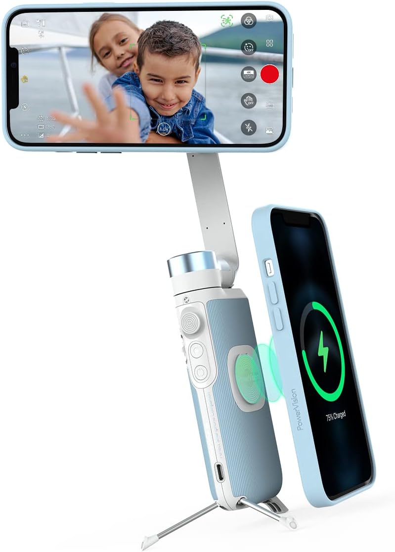 Black 3-Axis Smartphone Gimbal with Tripod and Powerbank D1941