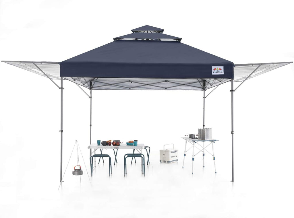 10x17 Instant Pop Up Canopy Tent with Ventilation and Adjustable Dual Half Awnings Black I743680
