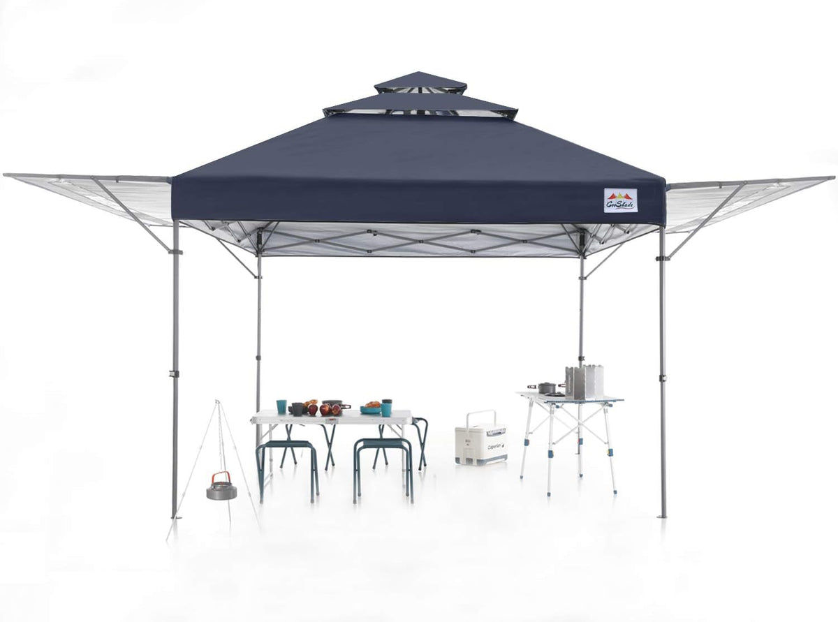 10x17 Instant Pop Up Canopy Tent with Ventilation and Adjustable Dual Half Awnings Black I743680