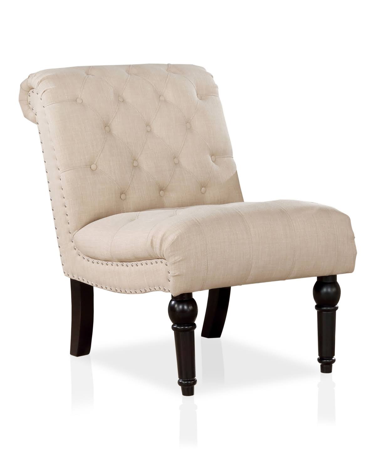 Beige Tufted Armless Chair D29281