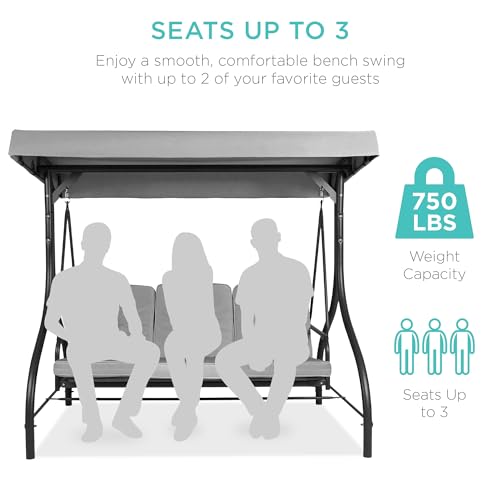 3-Seat Outdoor Canopy Swing Glider with Removable Cushions U5440
