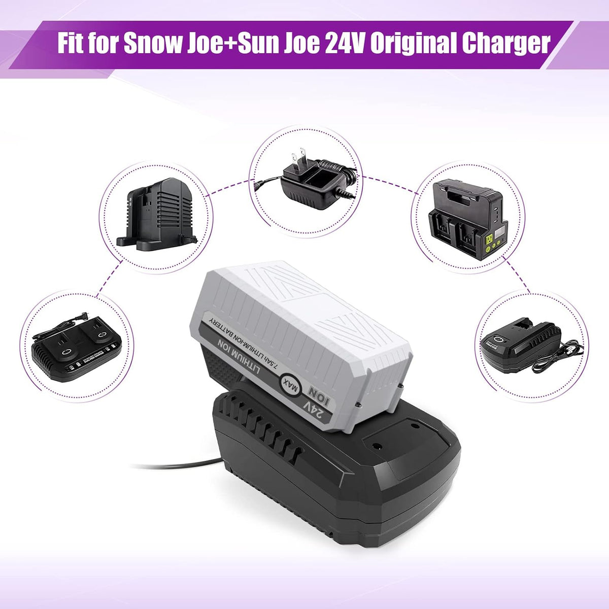2Packs 7500mAh Li-ion Battery for 24V Cordless Snow Blower Z1046