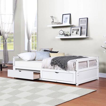 Wooden Daybed with Trundle Bed and Two Storage Drawers Q231901