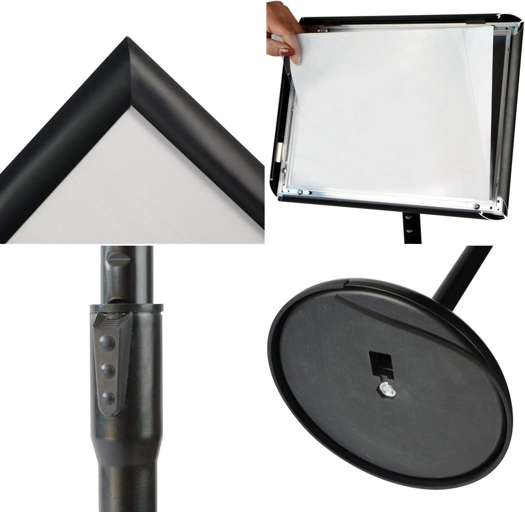 Black Pack of 2 Adjustable Aluminum Floor Standing Sign Holder D60075