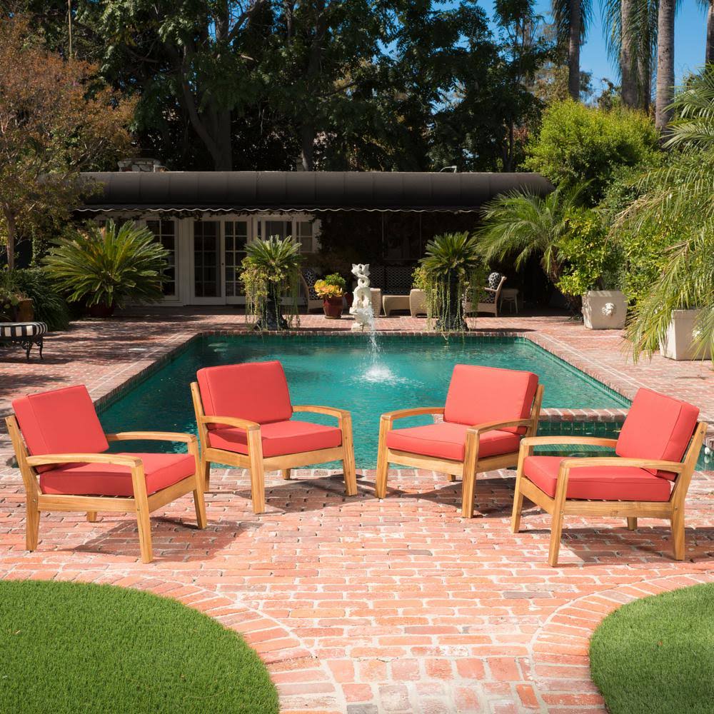 Acacia Wood Outdoor Club Chairs Set of 4 H640342