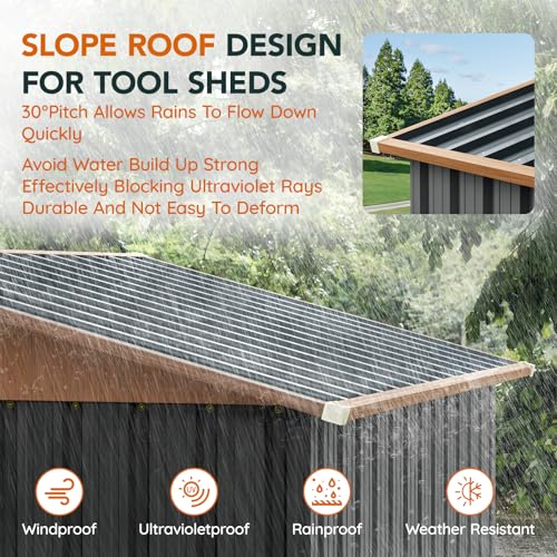Compact Metal Tool Shed with Lockable Door (Matte Gray) H1786