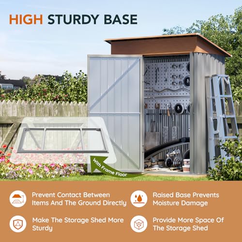 Compact Metal Tool Shed with Lockable Door (Matte Gray) H1786