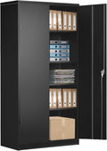 Tall White Lockable Steel Storage Cabinet with 2 Adjustable Shelves B7602