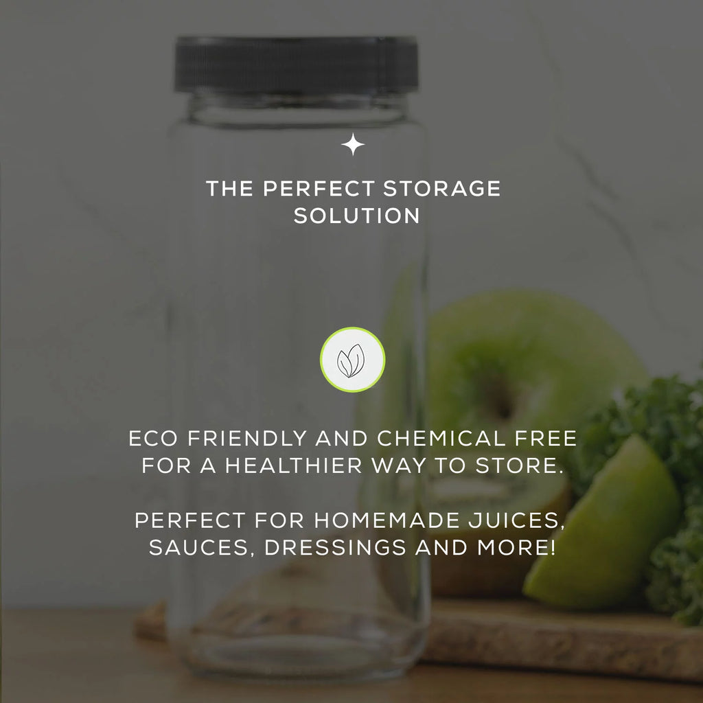 Set of 8 Glass Juice Bottles with BPA Free Lids A850