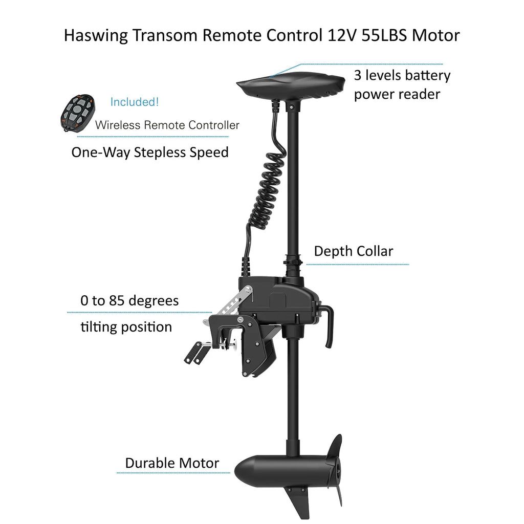 12.5ft Inflatable Pontoon Boat with Black 12V 55LBS Remote Trolling Motor and Foot Control P75957