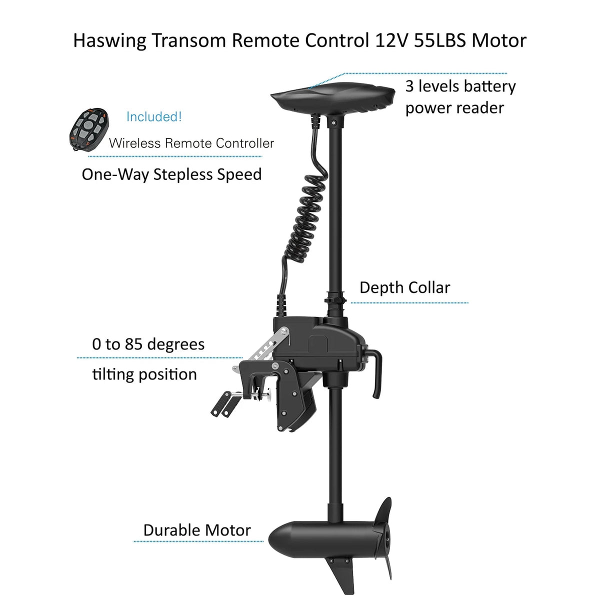 12.5ft Inflatable Pontoon Boat with Black 12V 55LBS Remote Trolling Motor and Foot Control P75957