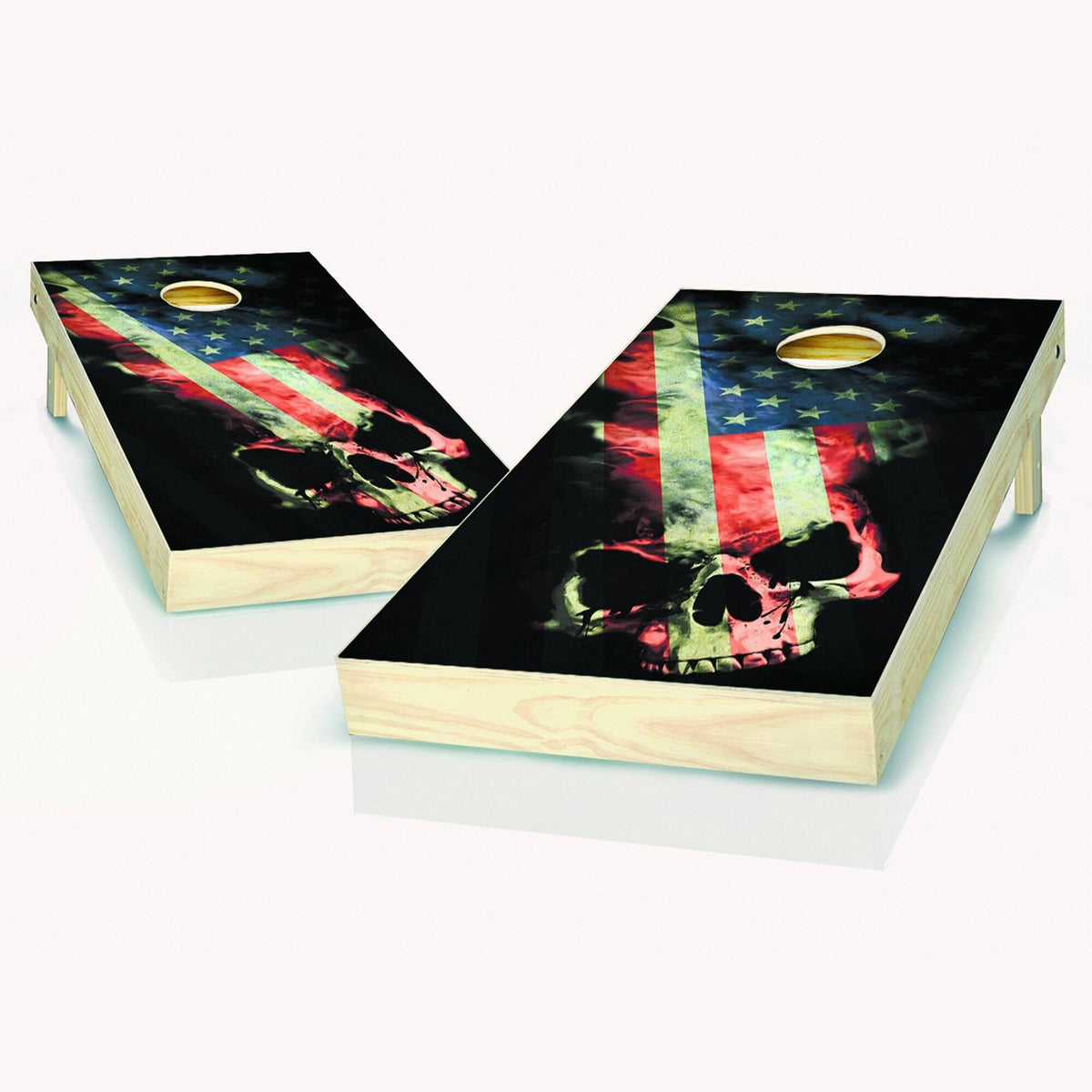 American Flag Skull Cornhole Set with 8 Bags O8148