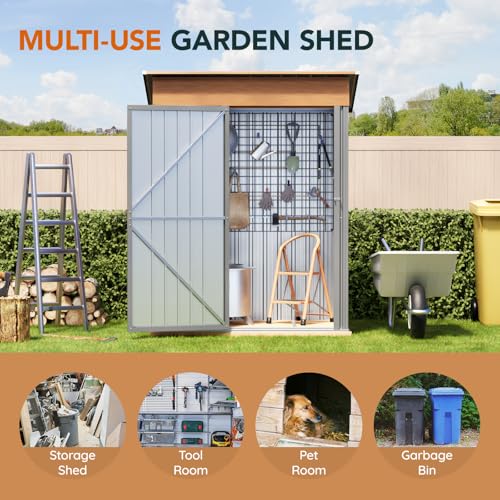 Compact Metal Tool Shed with Lockable Door (Matte Gray) H1786