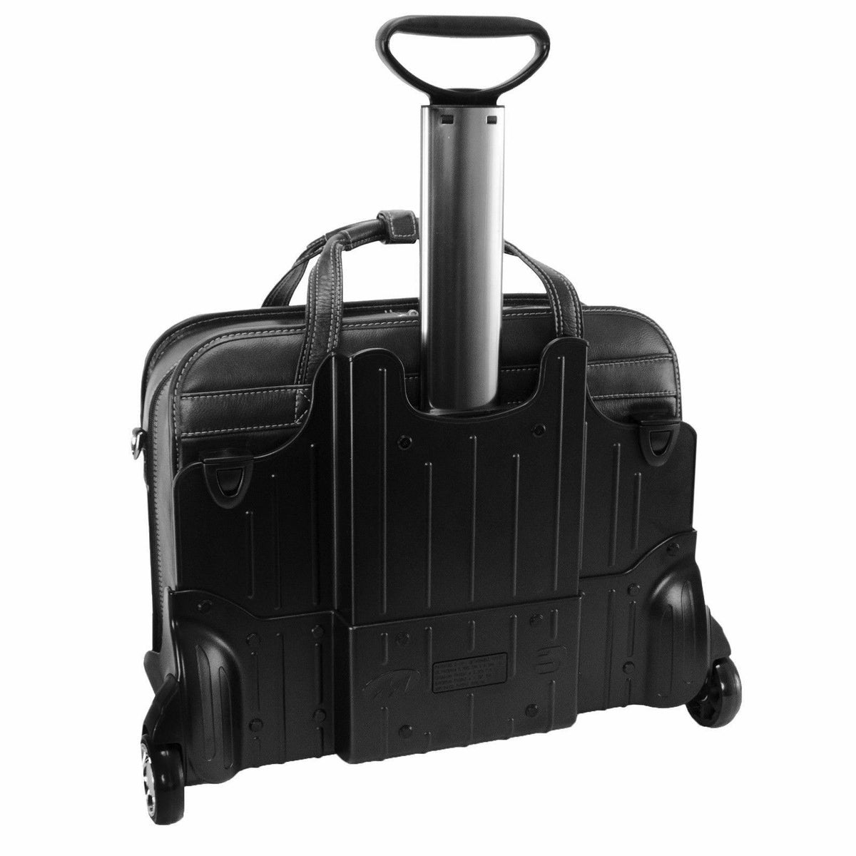 Black Leather Detachable Wheeled Laptop Case E92816