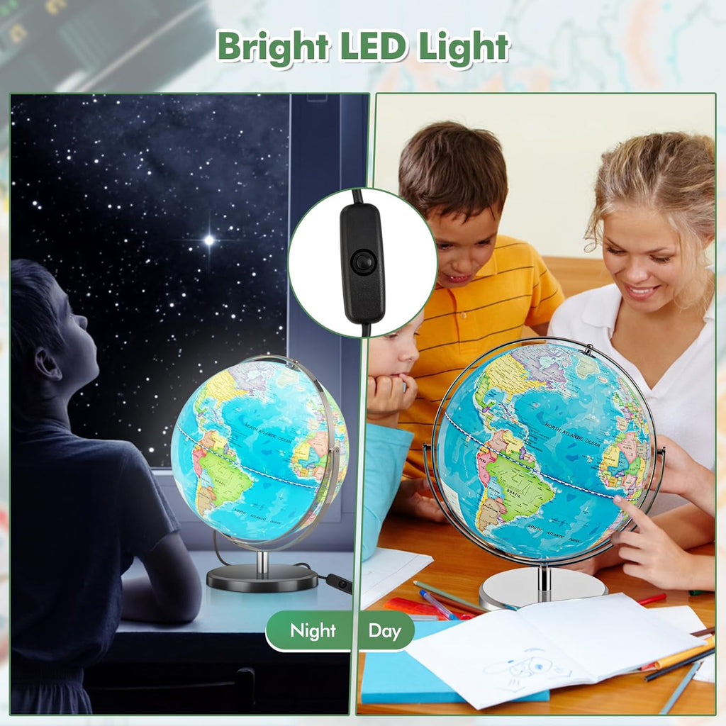13” Desktop Geographic Globe with LED Light U750