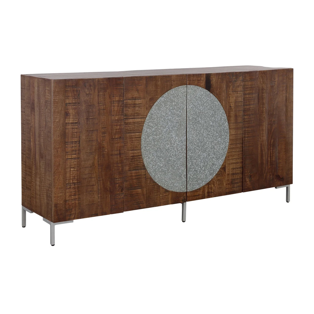 Industrial Style Solid Wood Four Door Credenza A59202