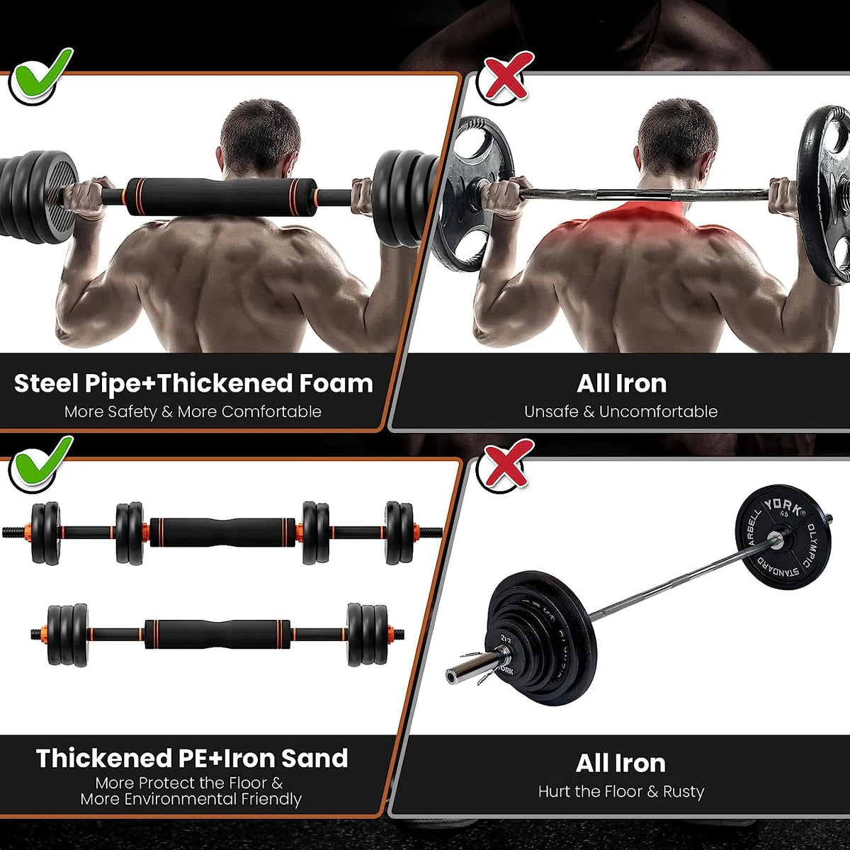 77 lbs Adjustable Dumbbell Set Black I91516