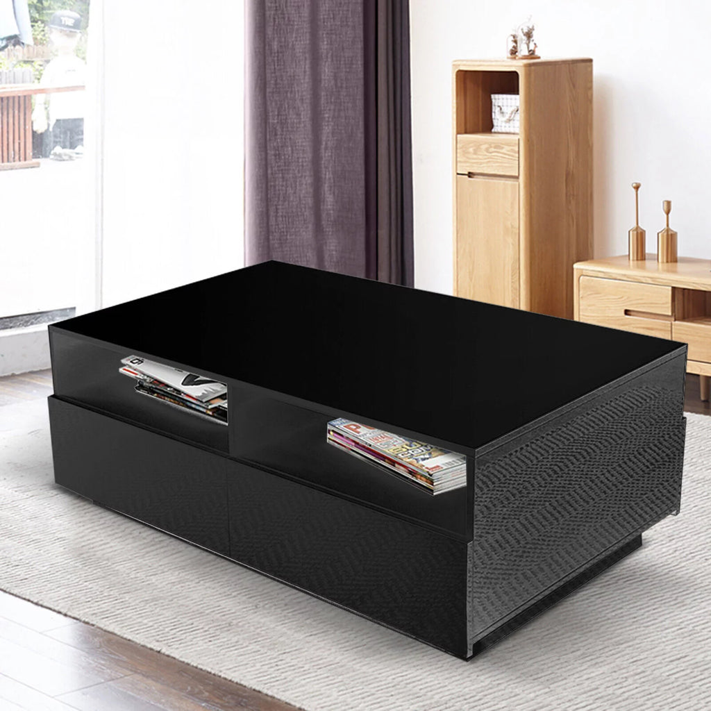 Modern LED High Gloss Coffee Table with 4 Drawers B627