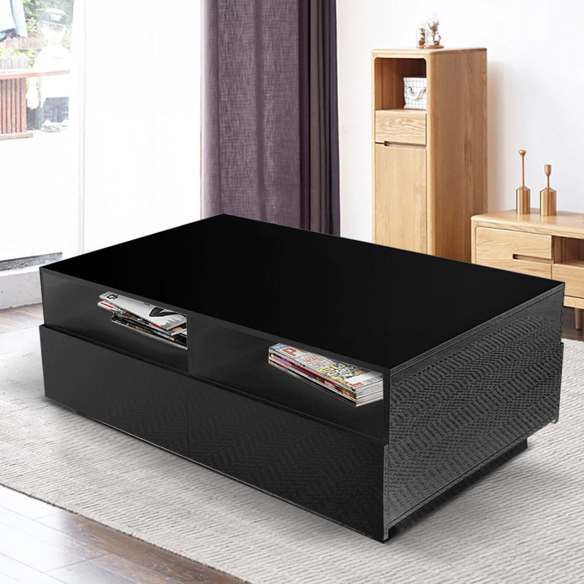Modern LED High Gloss Coffee Table with 4 Drawers B627