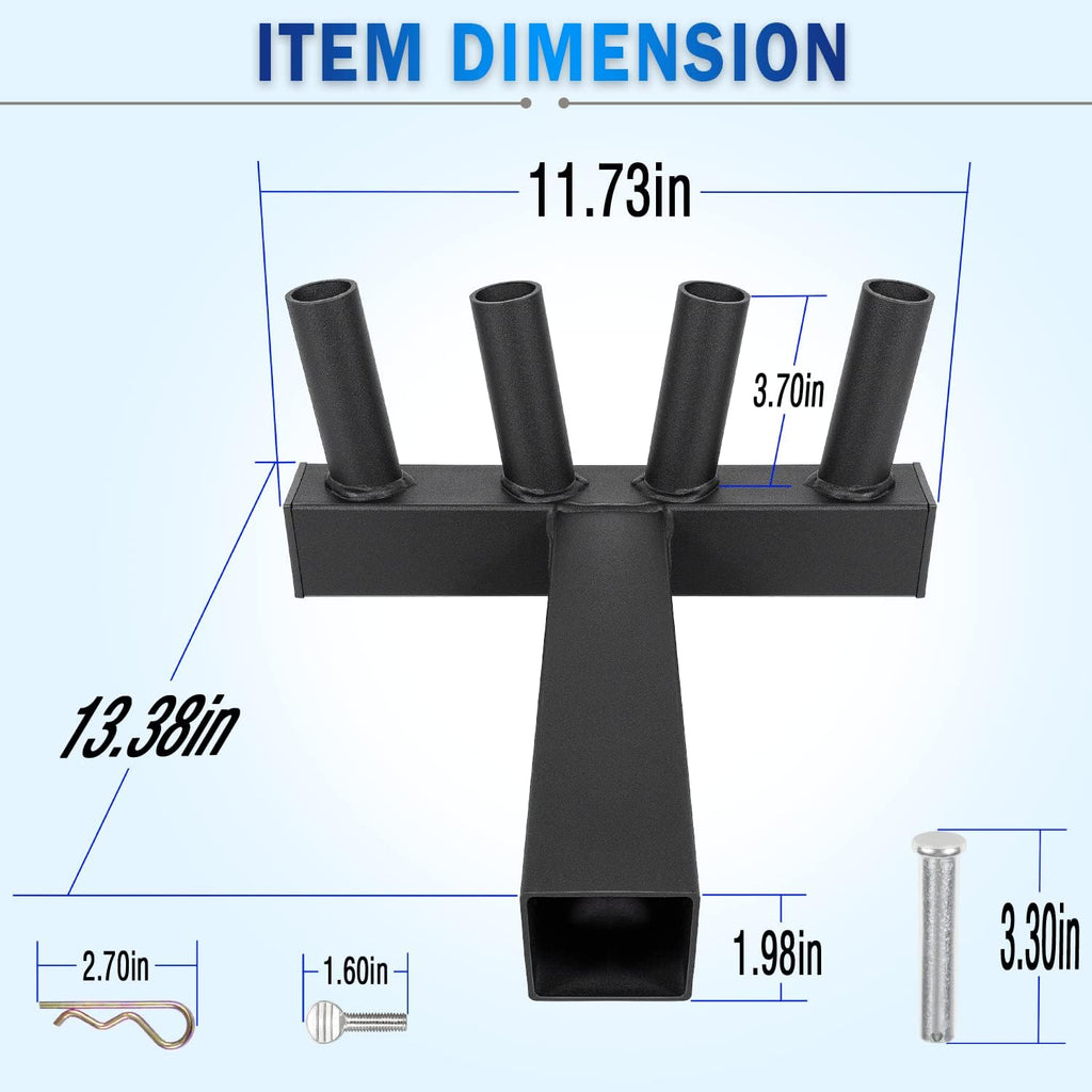 Universal Four Flagpole Holder for 2 inches Hitch Receivers with Hitch Pin I215
