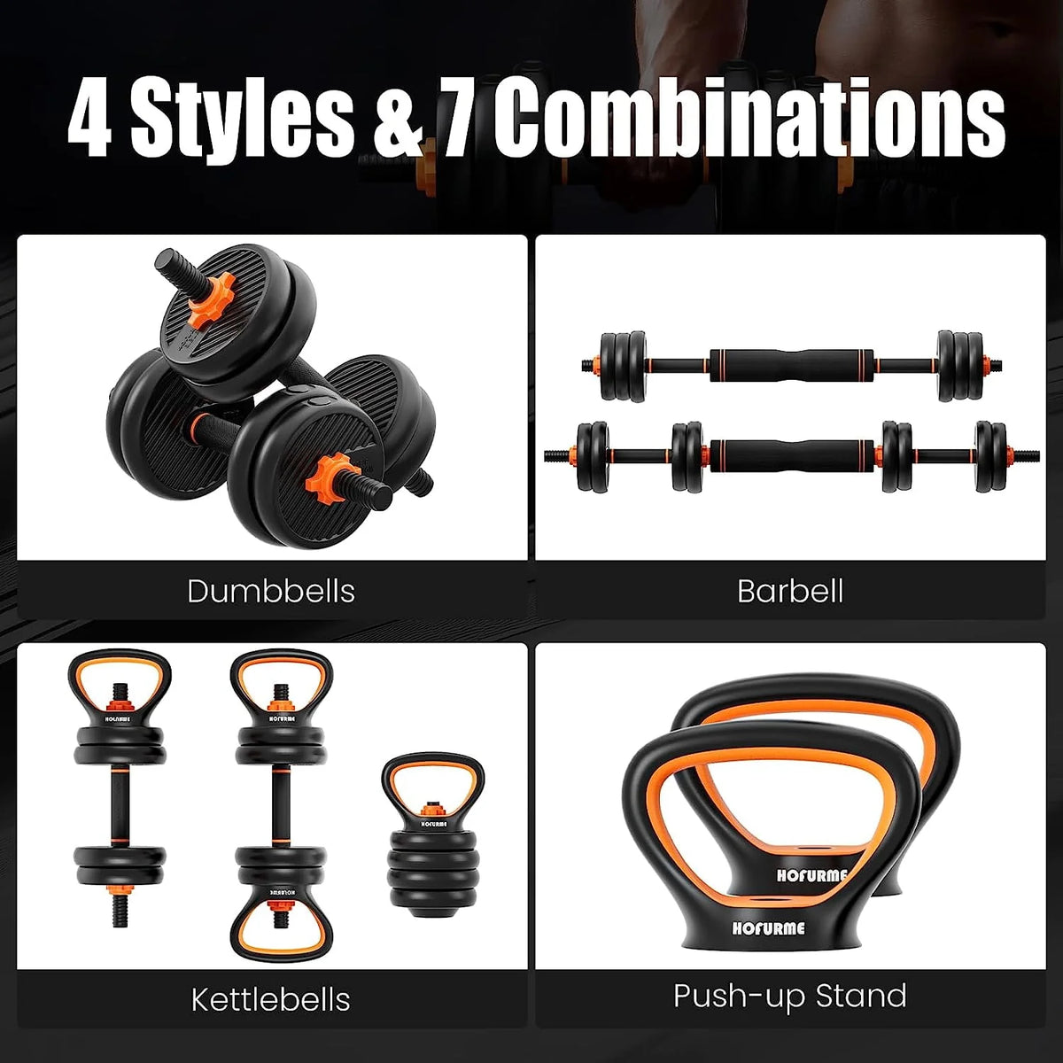 77 lbs Adjustable Dumbbell Set Black I91516