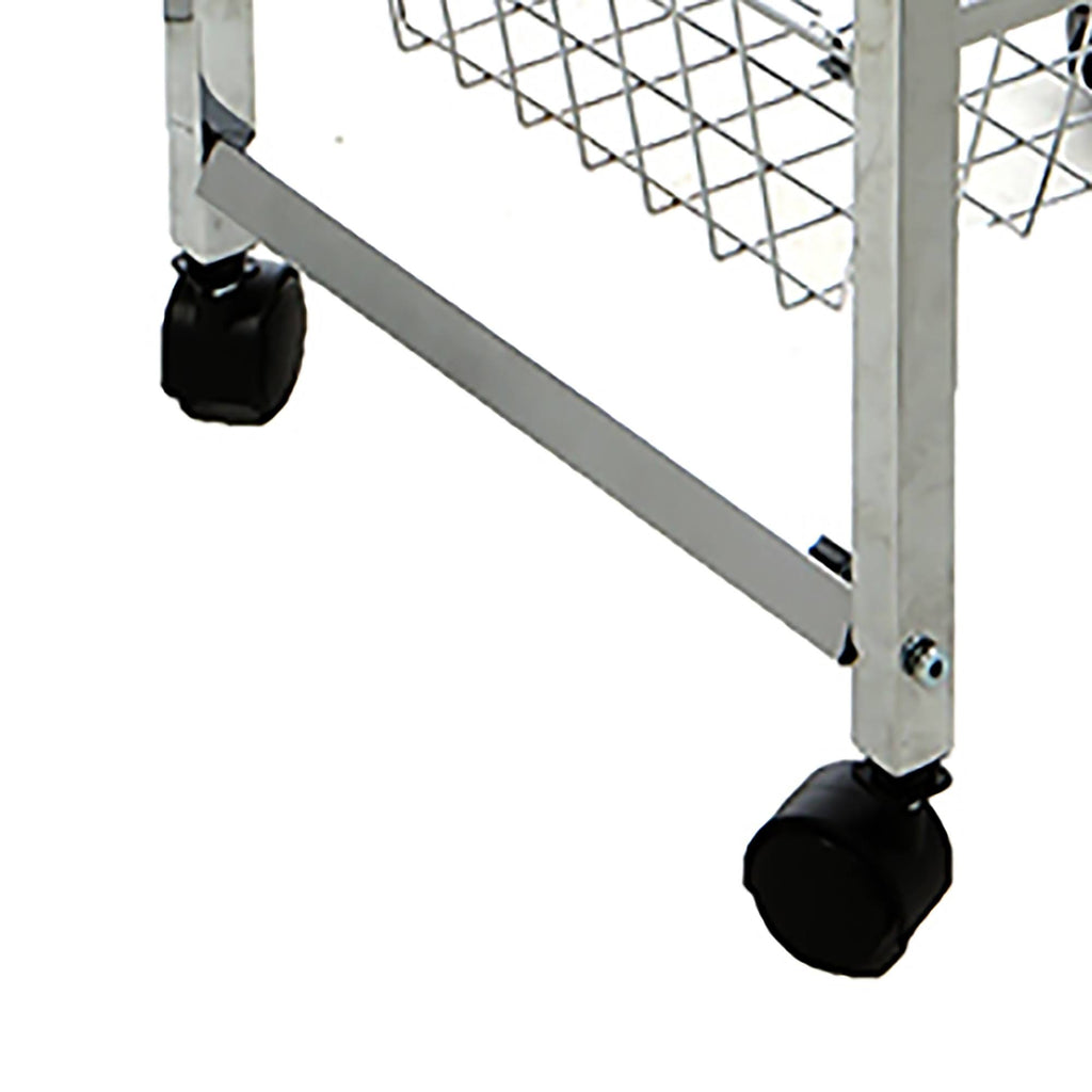 4 Tier Wire Basket Cart with Wood Surface B9788