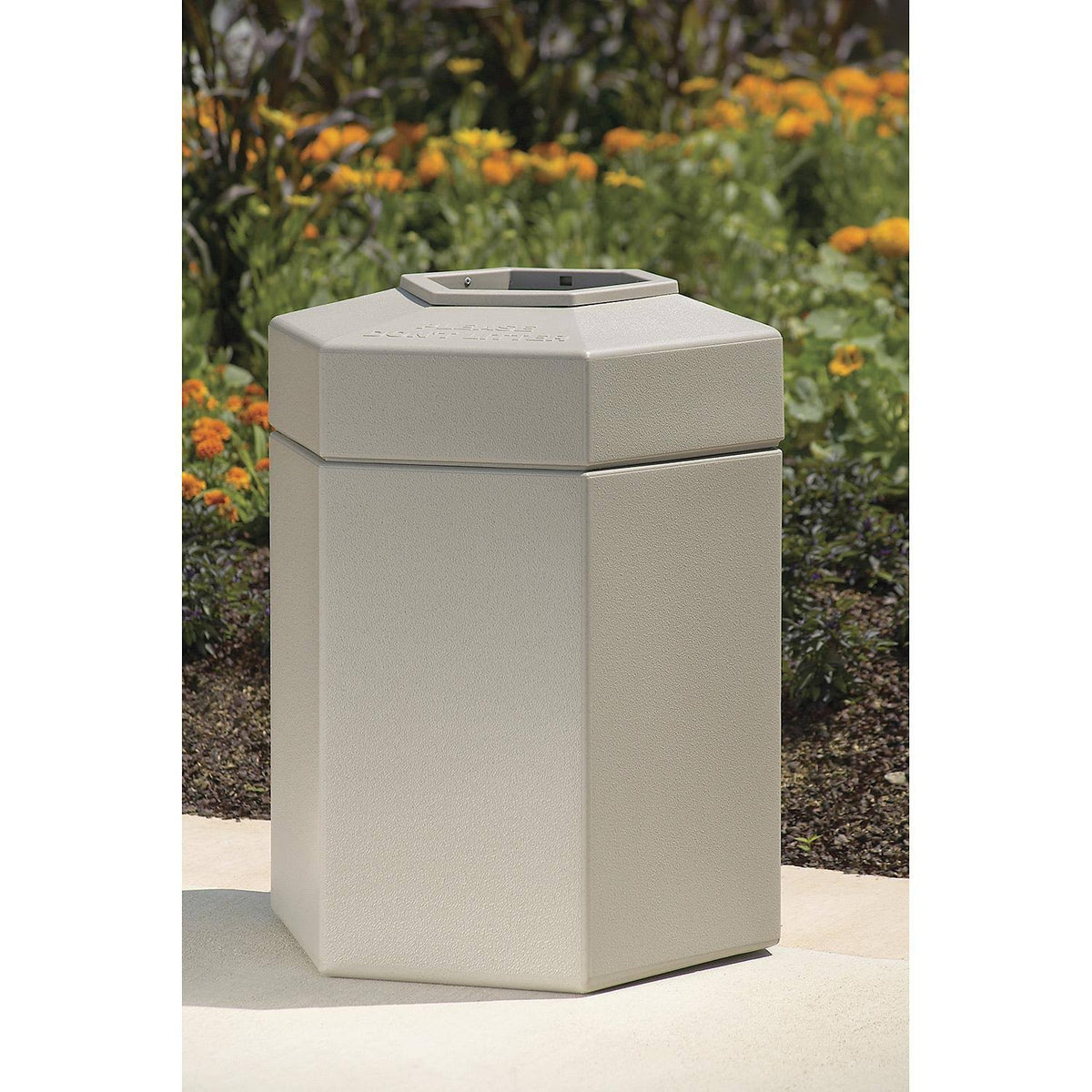 Beige 30-Gallon Hex Waste Container X4433