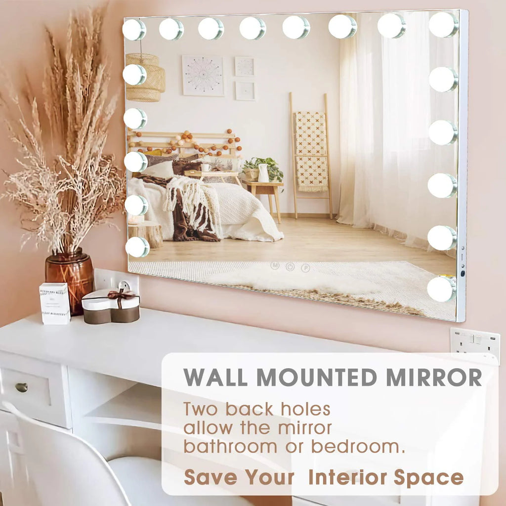 White Metal Vanity Mirror with Lights H469665