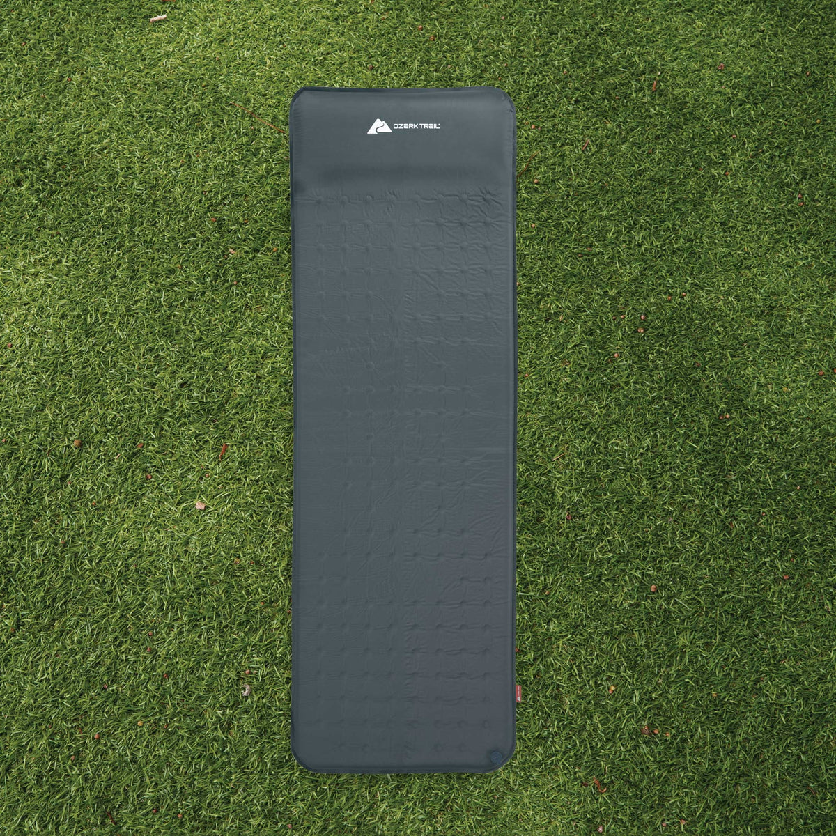 Self-Inflating Camp Pad with Pillow, Grey, 78" L x 25" W x 2" H K719
