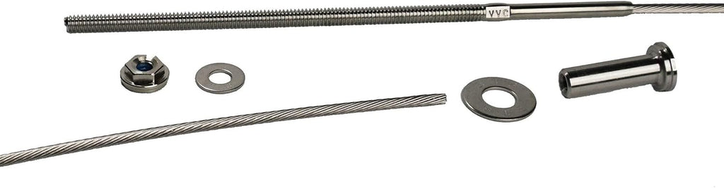 Stainless Steel Cable Railing Installation Kit for Deck Railing for 4x4 and 6x6 Posts, 1/8 Inch Cable, 25 Feet with Long Terminals and Stainless Chamfer Caps Q784