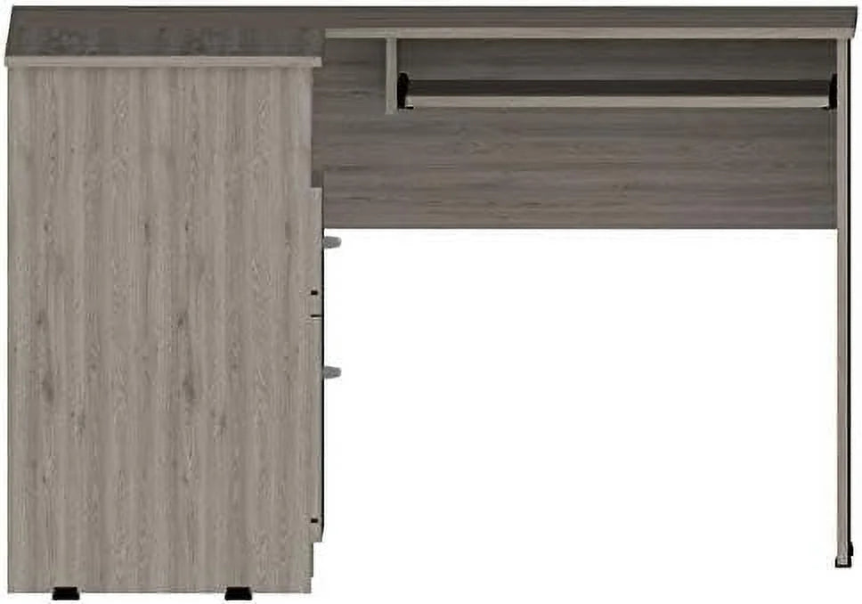 L-Shaped Desk with Open Shelving 2 Drawers Black C557