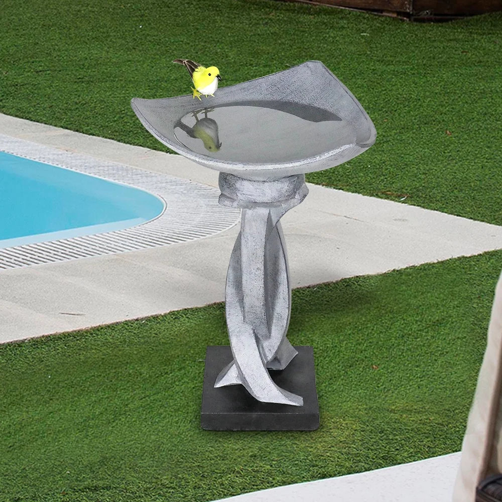 22.8" H Concrete Pedestal Bird Bath G46478