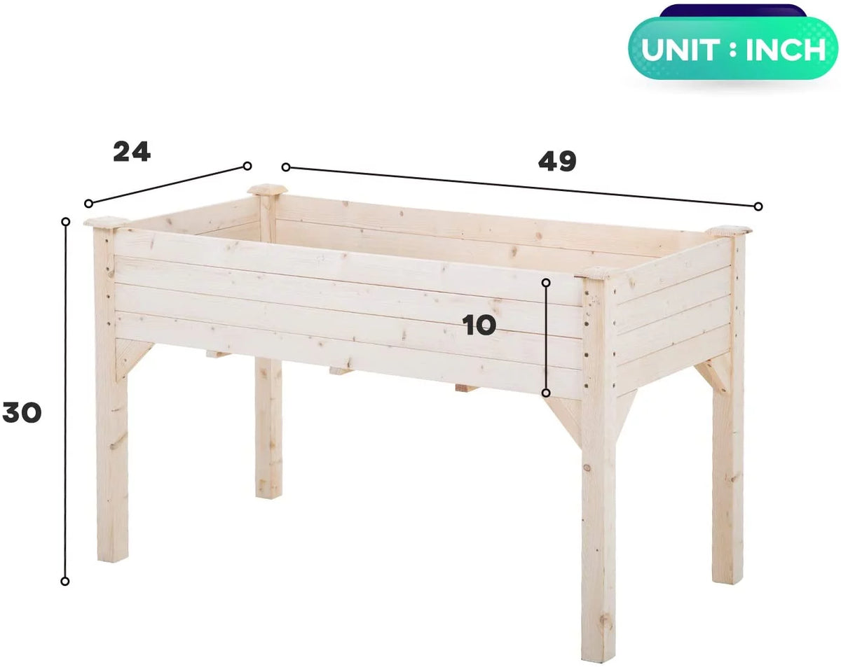 48x24x30in Elevated Wood Planter Garden Bed J4375