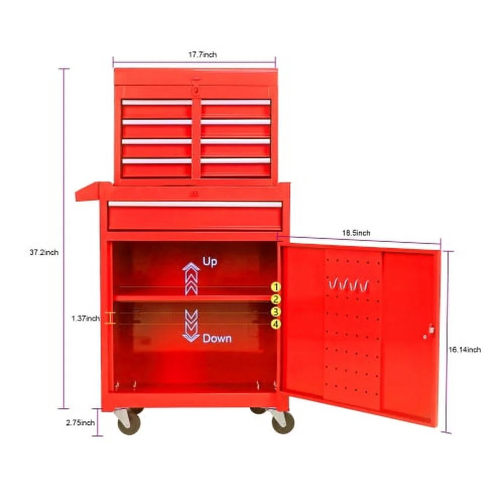 Rolling Tool Chest with Wheels and 8 Drawers, Blue G41333