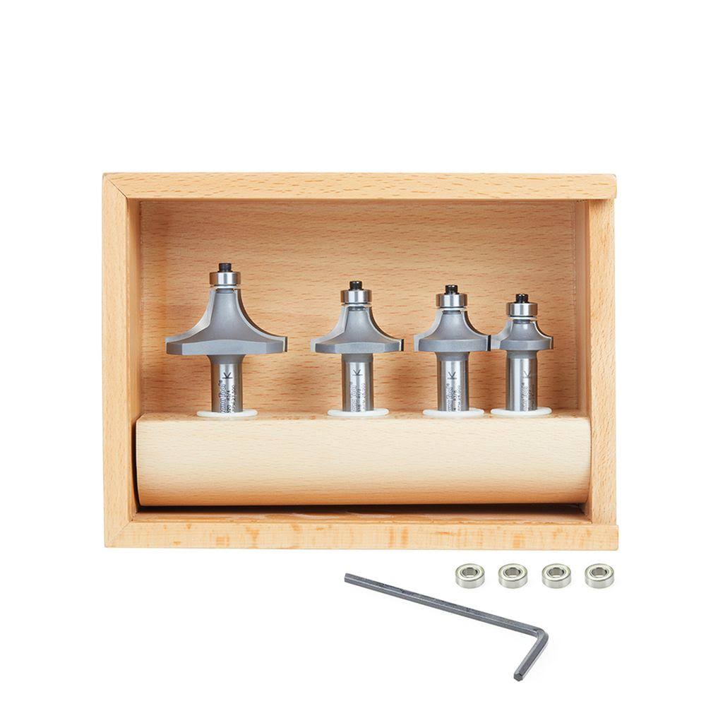 4-pc Carbide Tipped Corner Rounding & Beading Router Bit Set, 1/2 inch Shank M634