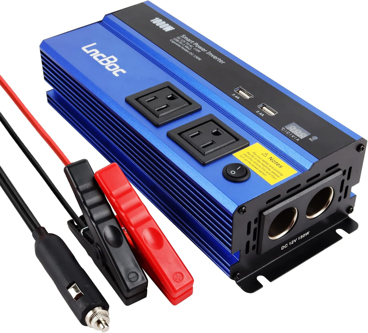 1000W Car Power Inverter DC 12V to 110V AC Converter with Dual AC Outlets and 2.4A Dual USB Ports Y557755