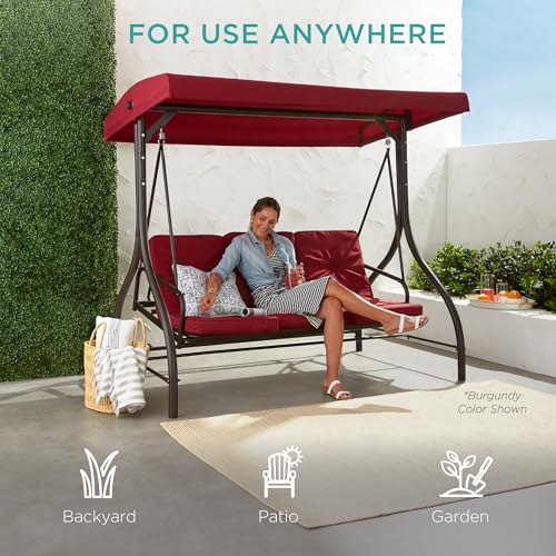 3-Seat Outdoor Canopy Swing Glider with Removable Cushions U5440