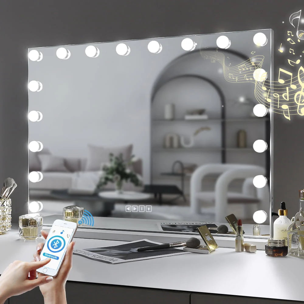 White Metal Vanity Mirror with Lights H469665