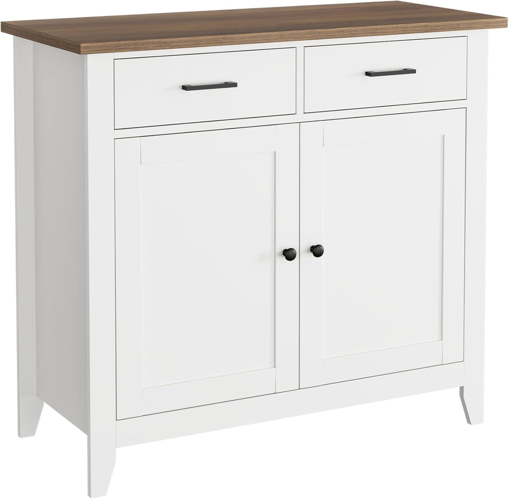 Ivory White Kitchen Storage Cabinet with Drawers and Doors T5269
