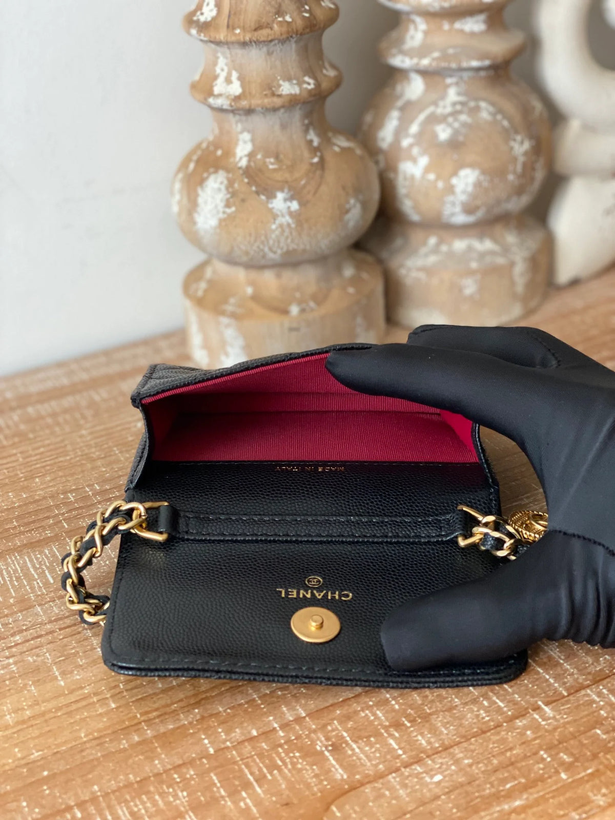 Black Clutch With Chain P9460